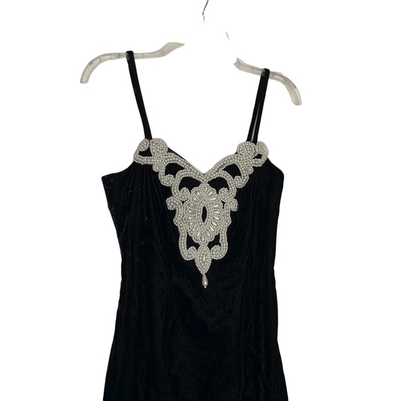 Michele Vincent Vintage Velour Velvet Beaded Union Made Cocktail Dress - Picture 2 of 8